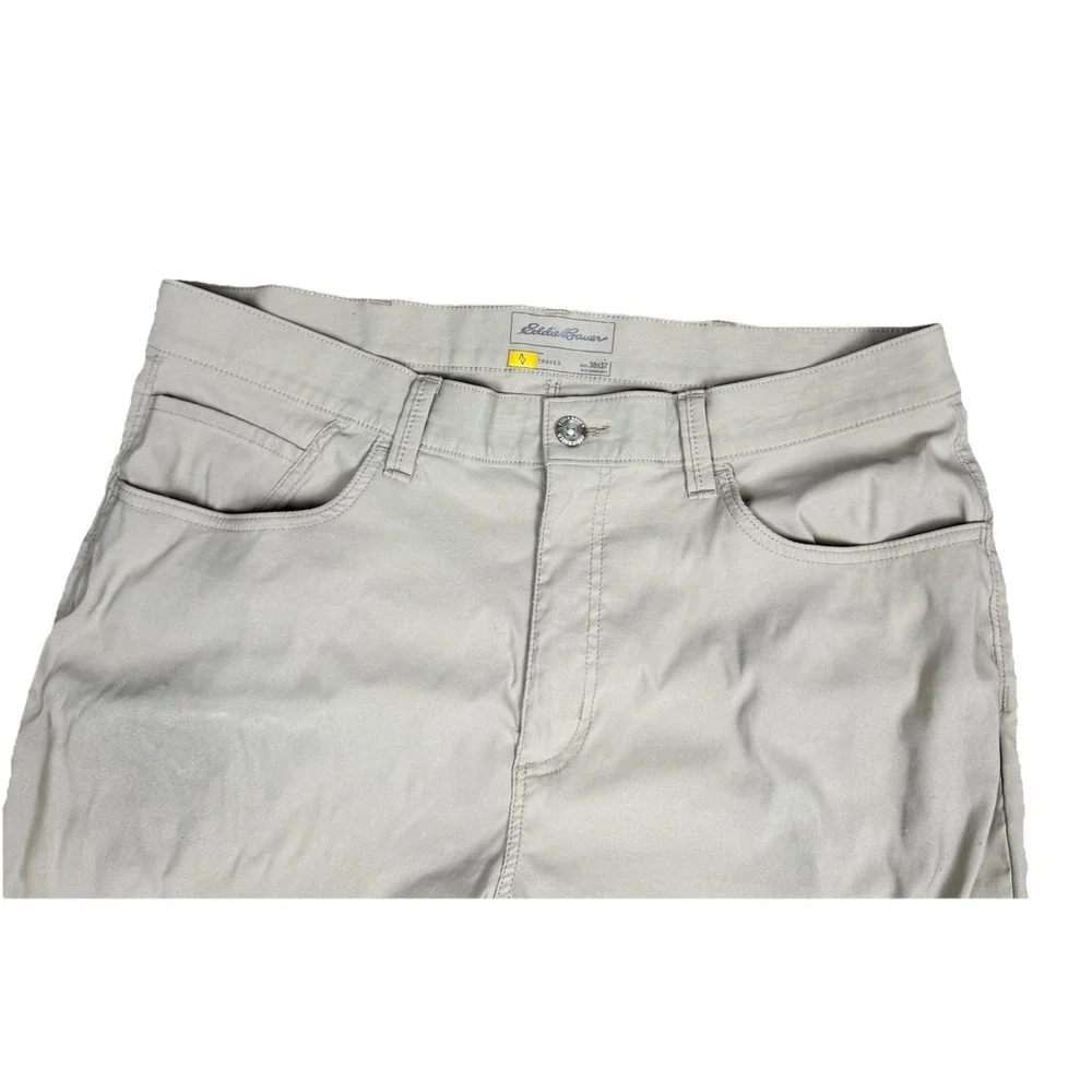 Eddie Bauer Travex Pants Mens 38x32 Tan Nylon Stretch Hiking Tech Pocket